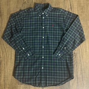 Ralph Lauren boys long sleeve plaid button up shirt size XL 20 with Red logo